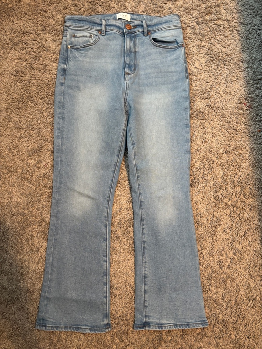 LOFT Light Blue Flare Crop Jeans